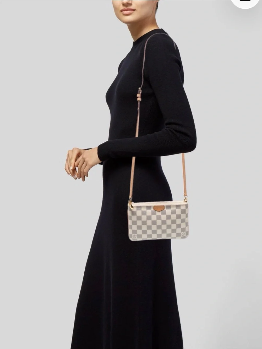 Louis Vuitton Damier Azur Crossbody Pochette in Cream and Tan